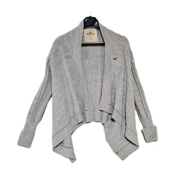 Hollister Sweater Womens M Gray Heather Waterfall Cardigan Cozy Y2K - Picture 2 of 9
